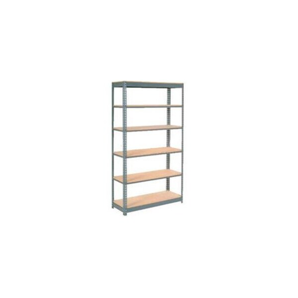 Global Equipment Heavy Duty Shelving 48"W x 24"D x 96"H With 6 Shelves - Wood Deck - Gray 255573 - main